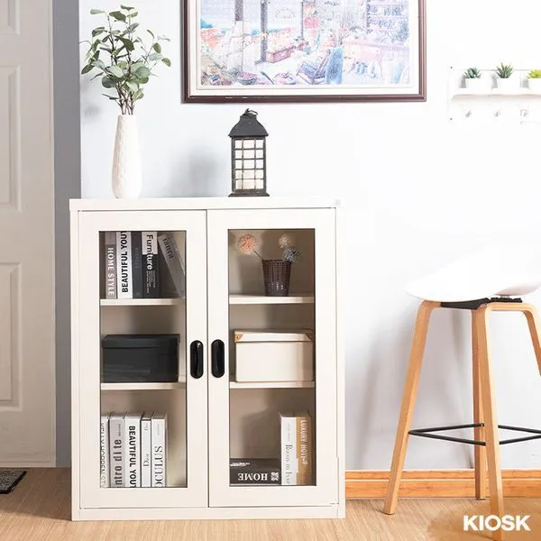 2 glass door book cabinet