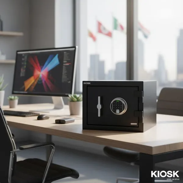 Fireproof safe with fingerprint  and digital code system,  22 kgs.