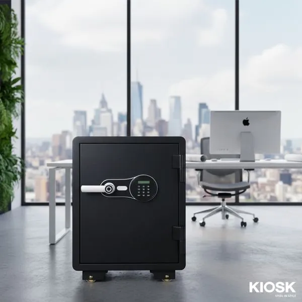 Fireproof safe with fingerprint and digital code system,  92 kg.