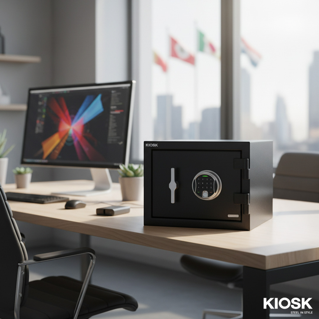 Fireproof safe with fingerprint  and digital code system,  22 kgs.