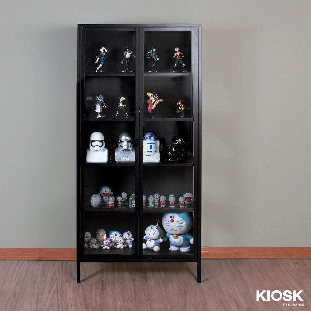 Sleek 5-Tier Tall Display Cabinet with 3-Sided Clear Glass