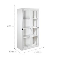 KOL Sliding Glass Door Cupboard with 3 Adjustable Shelves and Lock-4