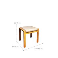 Bangku Kayu - Model Domba Beige, warna kayu natural-1