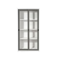 KOL Sliding Glass Door Cupboard with 3 Adjustable Shelves and Lock-4