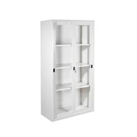 KOL Sliding Glass Door Cupboard with 3 Adjustable Shelves and Lock-1