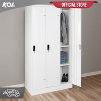 KOL 3-Door Locker Cabinet with 1 Clothes Hanging Rod, 2 Shelves, and Individual Door Locks