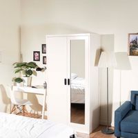 Open door-capsule handle mirror wardrobe-1